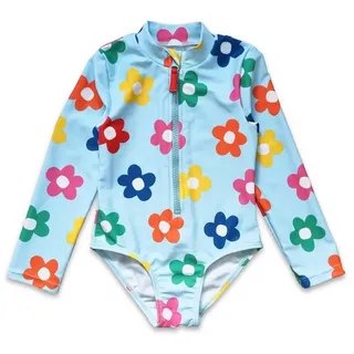 Toby Tiger Badeanzug mit Regenbogenblumen Print Blau 98