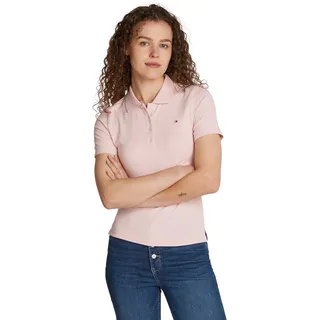 Tommy Hilfiger Damen Poloshirt Kurzarm Slim Fit, Rosa (Delicate Pink), XS