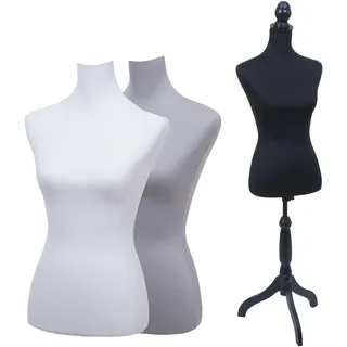 Schneiderpuppe mit 3 Bezügen HWC-Q24, Schaufensterpuppe Torso weiblich, Schaumstoff, abnehmbarer Bezug, MVG-zertifiziert