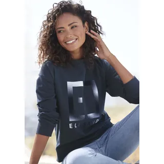 Sweatshirt ELBSAND "Fionni" Gr. S (36), blau (marine) Damen Sweatshirts mit großem Logoprint