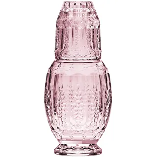 Elle Décor 310123PK Vintage Nachttisch Wasserkaraffe mit Becher - eleganter Krug und passendem Trinkglas dient auch als Deckel für Gästezimmer, Büro - ein Geschenk, rosa