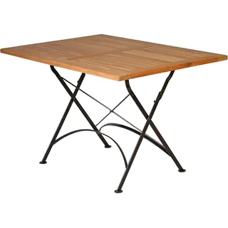 Teak Klapptisch  Bellevue (120 x 80 cm) Klappbar Tisch Stahl Holz Garten Balkon