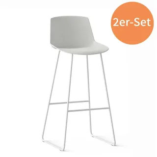 Barhocker A-Nooma 40 Express 2er-Set - weiß, 1140x518x563 mm, Kufengestell aus Stahl, hohe Stabilität, minimalistischer Design - Toro