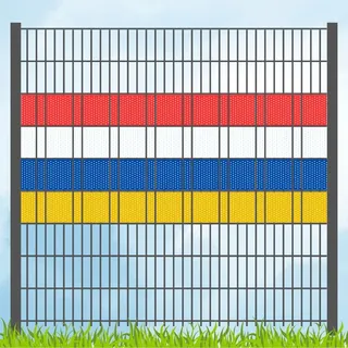 zaun|zu® Sichtschutzstreifen 200 x 5 cm Rot-Weiß-Blau-Gelb Kunststoff