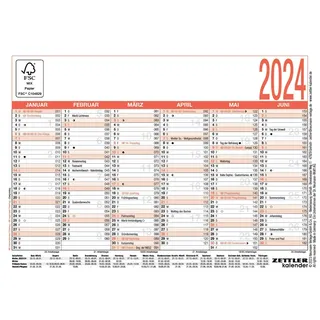 Arbeitstagekalender 2024 - A6 (14,8 x 10,5 cm) - 6 Monate auf 1 Seite - Tafelkalender - Plakatkalender - Jahresplaner - 900-0000