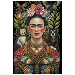 artboxONE Poster 30x20 cm Floral Frida Kahlo surreal - Bild self-Portrait Emotion Expression
