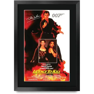 HWC Trading A3 FR James Bond - Lizenz zum Töten Movie Poster Timothy Dalton Signed Geschenk GESTALTET A3 Printed Autogramm Film Geschenke drucken Fotobildanzeige