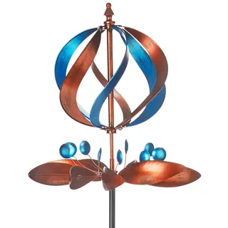 Kobolo Windrad Dekostecker Twirl 60x60x212 cm Braun-Blau
