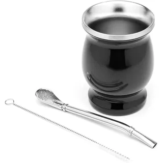 Schwarzer Yerba Mate In Einer Kalebasse