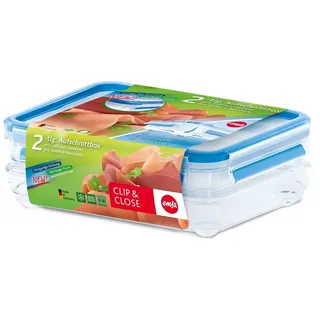 Emsa Frischhaltedose rechteckig transparent/blau 7,7 cm hoch 2 x 0,6 l 2-teilig