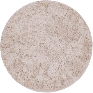 TT Home Hochflorteppich 160 x 160 cm Beige/Weiß