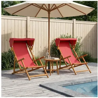 vidaXL Liegestuhl 2 pcs 3 Position 2 St.  Massives Eukalyptus Holz rot