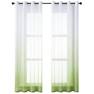 BYSURE Vorhang, Ösen (2 St), transparent, Voile, Farbverlauf Vorhänge grün 140 cm x 225 cm