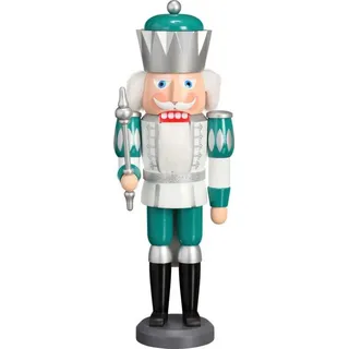 Seiffener Volkskunst eG Nussknacker König 40 cm weiß/silber/türkis