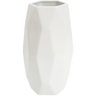 Geometrische Vase Weiß 20 cm Hoch, Blumenvasen Modern aus Keramik für Tischdeko Innenbereich, Deko Vasen für Pampasgras