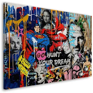 Pop Art Stars XL abstrakt Wandbild Leinwandbild Kunst Deko XL Größe 90x60x4cm