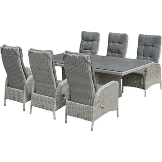 LC Garden »Bilbao« Gartenset grau-mix 220cm Esstisch + 6 Positionsstühle Dining Set Sitzgruppe