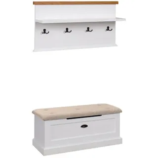 Feldmann-Wohnen Garderoben-Set, Weiß, Braun, Holzwerkstoff, 1 Fächer, Rechteckig, 100x92x42 cm, Garderobe, Garderoben-Set & Garderoben-Serien, Garderoben-Sets