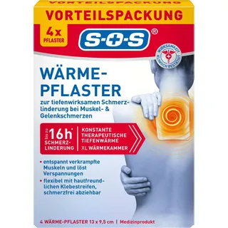 SOS Wärme-Pflaster (4 Stk.) - bei Muskel & Gelenkschmerzen | Wärmepflaster für Rücken, Nacken & Schultern | lösen Verspannungen mit 8h Tiefenwärme