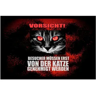 Ladreas Fußmatte Schmutzfangmatte Besucher müssen von Katze genehmigt F296, 60x40 rot 60x40 | 40 cm x 60 cm