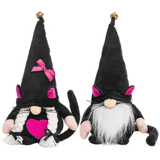 Schwarze Katze Für Katzen, Schwedische Wichtel Tomte Dekorationen Plüsch Sammlerfiguren, Skandinavische Elfen Bauernhaus Dekoration Frühling Sommer, Elfenpaar.