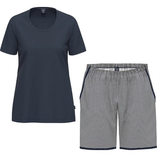 Ammann, Damen, Pyjama, Organic Cotton Schlafanzug Kurzarm, Blau, (44)