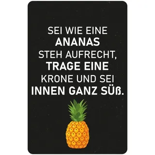 Metallbild QUEENCE "Ananas", weiß (farbe bild(er): weiß), B:30cm H:20cm, Metall, Stahl, Bilder, Stahlschild, Blechschild, Sprüche, Texte, witzig