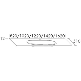 Burgbad Glas-Waschtisch Glas HGL 12x820x510 Dunkelgrau Hochglanz, GWAY082A0121 GWAY082A0121
