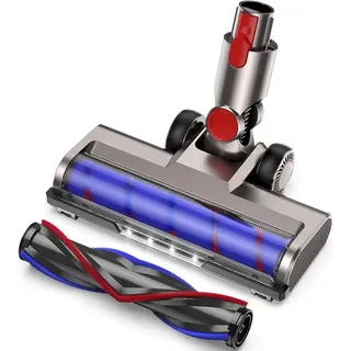 Refined Living Staubsaugerdüsen-Set Ersatzbürste, kompatibel mit Dyson V7 V8 V10 V11 V15 Softroller Bürste, Zubehör für kompatibel mit Dyson V7 V8 V10 V11 V15 Softroller Bürste, (Zubehör für kabellose Staubsauger, elektrische Softroller Bodendüse, Bürstenkopf kompatibel mit Dyson, Turbobürste für Dyson, Softroller Bürste, Bodendüse, 1-tlg., Leichte Montage, Flexible Rotation, 2 Austauschbare Walzen), 180° Schwenkkopf,abnehmbar, für Teppich, Hartboden grau