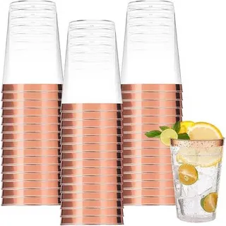 60 Stück Partybecher Roségold 300ml Hartplastik wiederverwendbar
