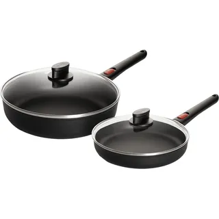 WOLL MADE IN GERMANY Pfannen-Set Eco Lite QXR, Aluminium (Set, 4-tlg), Abnehmbarer Stiel, Antihaftbeschichtet schwarz