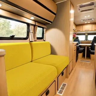 SYLC Bezüge Für Wohnwagenpolster Jacquard, rutschfeste Wohnmobil Sitzbezüge Mit 2 Cord, Sofa Sitzkissenbezug Für Schonbezug Wohnwagen Polster (Yellow,Breite 95-115 cm, Tiefe 45-65 cm)