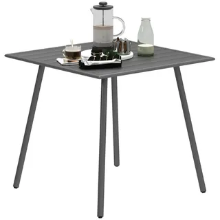 Outsunny Gartentisch Stahl 80 x 80 x 74 cm Wetterfest Buffettisch mit Stahlrahmen, rutschfest Campingtisch 4 Personen Balkontisch Terrassentisch