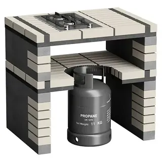 Movelar California Plus XL Outdoorküche  (Grau, Material Grillfläche: Edelstahl, Anzahl Brenner: 2 Stk.)