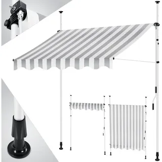 KESSER Klemmmarkise Klemmmarkise mit Handkurbel Balkon Markise, Balkonmarkise Markise grau|weiß 350 cm