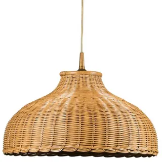 Helios Leuchten Pendelleuchte Rattan, Korblampe, Rattanlampe skandinavischer Stil, Boho Hängelampe, für Esstisch Küche Wohnzimmer, handgefertigtes Produkt braun