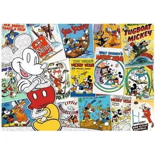 Trefl - Disney Mickey Mouse, In Mickey's World - Puzzle 1000 Elemente - Puzzle mit Disney Märchenfiguren, Retro Collage, Mickey Mouse, Klassisches Puzzle für Erwachsene und Kinder ab 12 Jahren