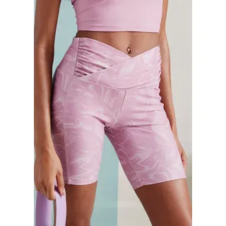 Funktionshose LASCANA ACTIVE "-Sporthose" Gr. XS (32/34), N-Gr, rosa Damen Hosen Funktionshosen mit Allover-Print und kleiner Reißverschlusstasche