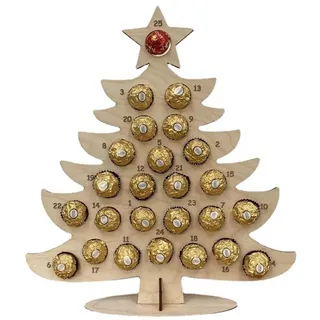 Adventskalender aus Holz für Weihnachten, Schokoladenständer, Weihnachtsschmuck, Party-Dekoration, Geschenke (Glücklicher Tiger)