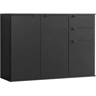 mokebo® Kommode Schwarz oder Sideboard aus Holz 'Die Elegante', Highboard, TV Schrank oder Schubladenschrank fürs Wohnzimmer, Schlafzimmer oder Flur in 117x81x34 (B/H/T in cm) | Anthrazit