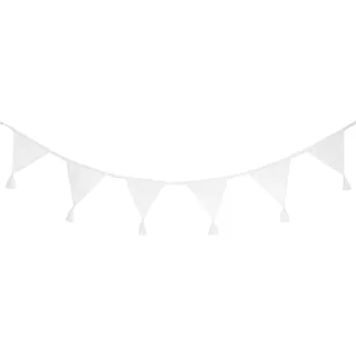 BUTLERS 6er Set Girlande MIDSOMMAR Baumwolle 285cm | Weiße Stoffgirlande mit Tassel | ideal für Partys Garten Hochzeiten