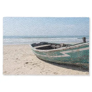 MuchoWow Fußmatte Boot - Sandstrand - Meer, Rechteckig, innen Schmutzmatte, Tür, Teppichmatte, Sauberlaufmatte 90x60 cm 90 cm x 60 cm