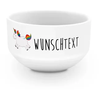 Mr. & Mrs. Panda Schüssel personalisiert Einhorn Happy - Personalisierte Geschenke, glücklich, Freude, Suppenschüssel, Einhörner, Müslischüssel, Spaß, Individuelle Müslischale, Lebensfreude, Unicorn