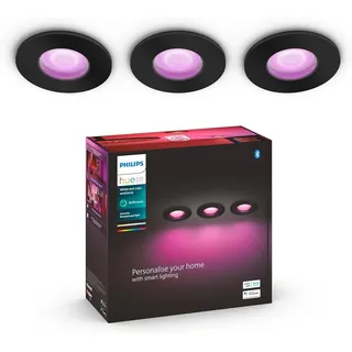 Philips Hue White & Color Ambiance Xamento 3er Deckenspot 3x230lm, schwarz, bis zu 16 Mio. Farben, dimmbar, steuerbar via App, kompatibel mit Amazon Alexa (Echo, Echo Dot)