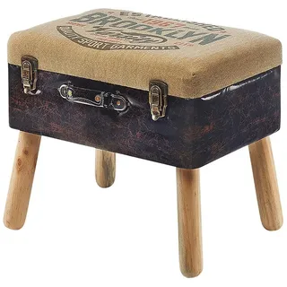 Kobolo Kofferhocker Leinen 50 x 45 x 36 cm Braun