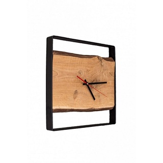 holz4home Wanduhr Quadratische Wanduhr mit Stahlrahmen Eiche Ø 43 cm von holz4home®