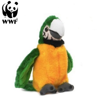 WWF Kuscheltier Plüschtier Grüngelber Ara Papagei (mit Sound, 14cm) bunt