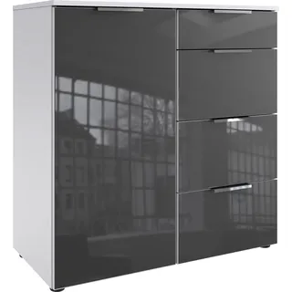 WIMEX Kombikommode 81 x 84 x 41 cm Weiß / Glas Grau