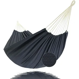 GOCAN Hängematte Outdoor 2 Personen 220x150cm Gesamtlänge 330cm Traglast 300kg Canvas Baumwollhängematte für Garten Indoor Kinder Balkon Dunkelgrau XXL