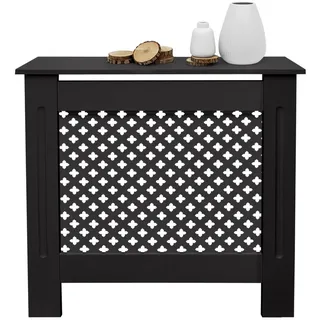 ECD Germany Heizkörperverkleidung Wabenmuster 78x19x82 cm Schwarz